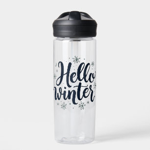 Hallo Winter Weihnachten Schneeflocken Wintersaiso Trinkflasche