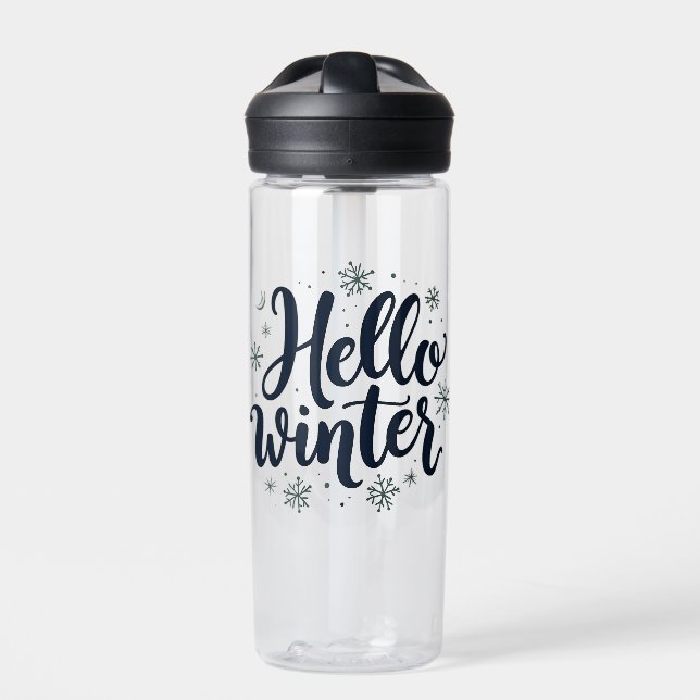 Hallo Winter Weihnachten Schneeflocken Wintersaiso Trinkflasche (Vorderseite)