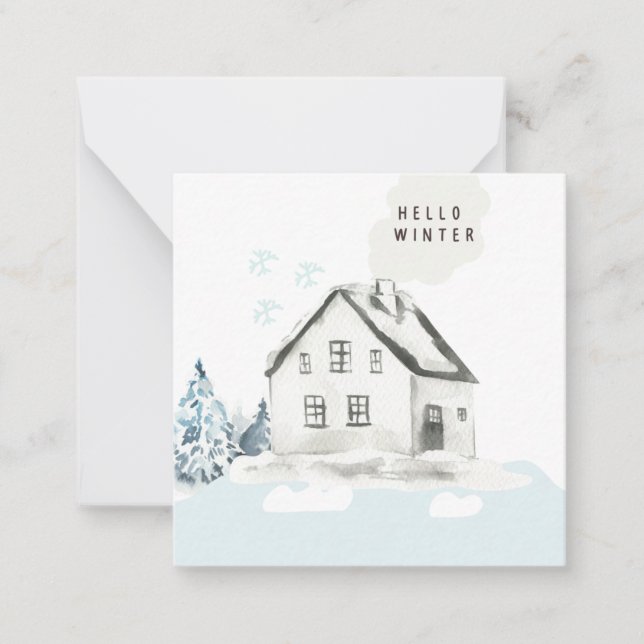 Hallo Winter Weihnachten Schneekabine Foto Note Ca Mitteilungskarte (Vorderseite)