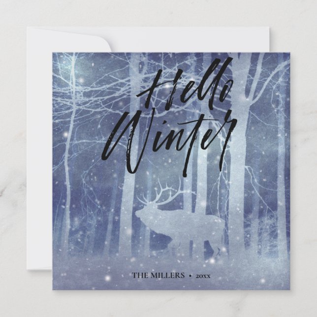 Hallo Winter | Weihnachtsgrüße Feiertagskarte (Vorderseite)
