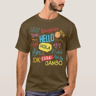 Hallo Wort in Sprachen Unterschiedliche Reise T T-Shirt