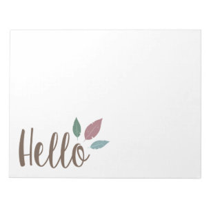 Hallo Wort Kalligraphie fether Sweet Boho Notizblock