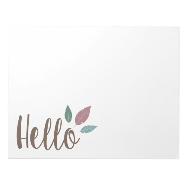 Hallo Wort Kalligraphie fether Sweet Boho Notizblock (Vorderseite)