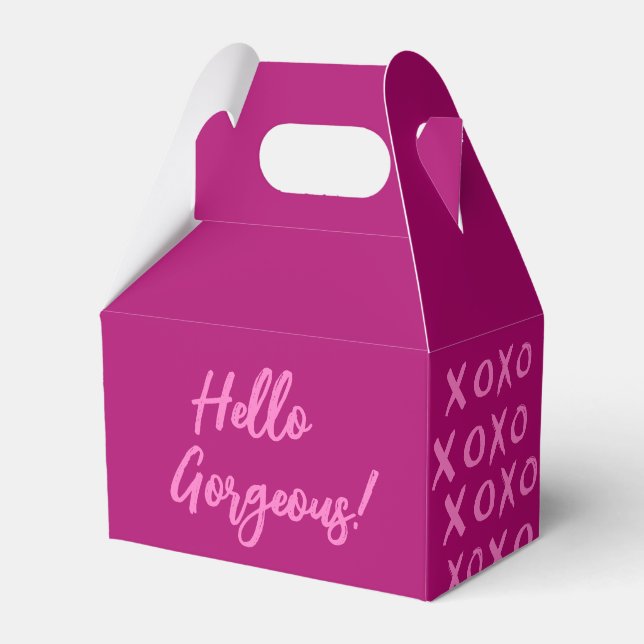 Hallo wunderschön! XOXO magentinrosa Niedlich Geschenkschachtel (Vorderseite)