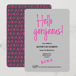 Hallo wunderschöne Galentinstag Xoxo pink grau Einladung
