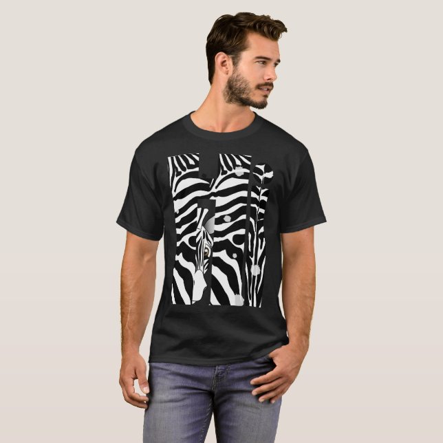 "Hallo" Zebra-schwarze/weiße Streifen abstraktes T-Shirt (Vorne ganz)