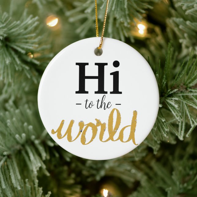 Hallo zu den weißen Geburtsstaten der Welt Gold Keramik Ornament (Baum)