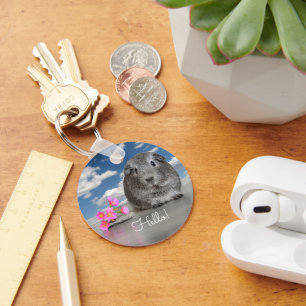 Hallo zurück zur Schule Niedliche graue Guinea Pig Schlüsselanhänger