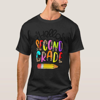Hallo Zweite Klasse Boho Leopard Zurück zur Schule T-Shirt