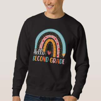 Hallo Zweite Klasse Boho Regenbogenlehrer Zurück T Sweatshirt