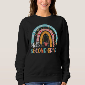 Hallo Zweite Klasse Boho Regenbogenlehrer Zurück T Sweatshirt