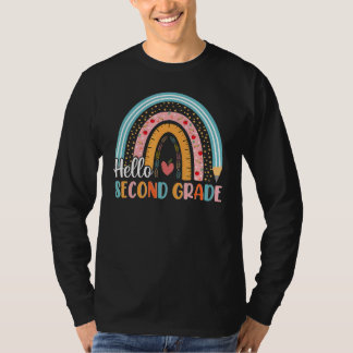 Hallo Zweite Klasse Boho Regenbogenlehrer Zurück T T-Shirt