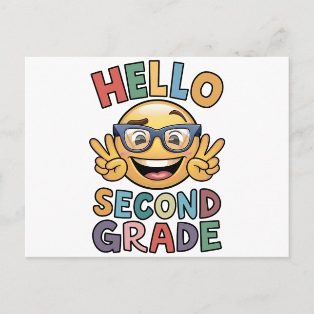 Hallo Zweite Klasse Lehrer 2. Klasse zurück Schule Postkarte (Vorderseite)