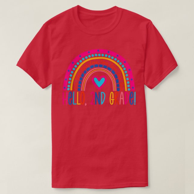 Hallo Zweite Klasse Lehrer Regenbogen Zweite Klass T-Shirt (Design vorne)