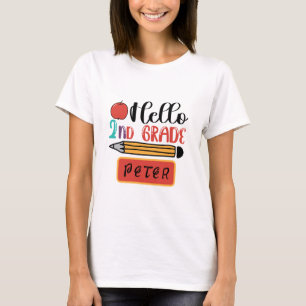 Hallo Zweite Klasse Personalisiert zurück zum Schu T-Shirt
