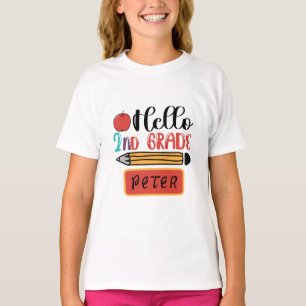 Hallo Zweite Klasse Personalisiert zurück zum Schu T-Shirt