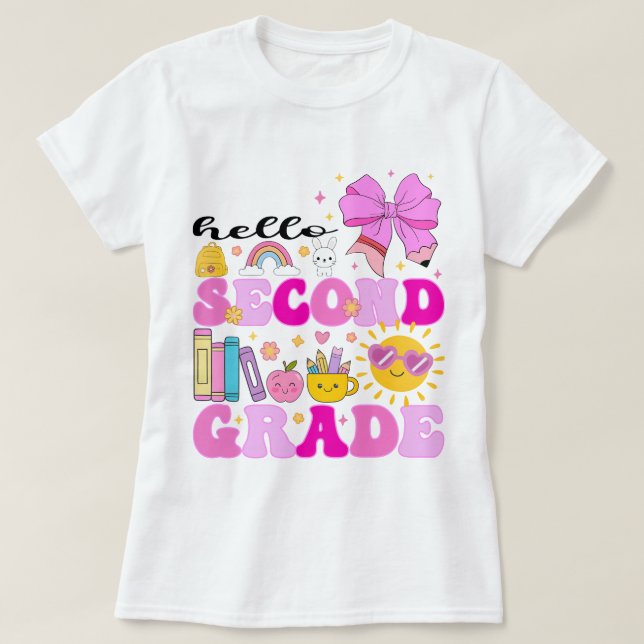 Hallo zweite Klasse, Preppy Back to School T-Shirt (Design vorne)