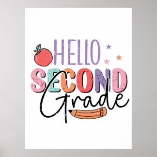 Hallo zweite Klasse zurück zur Schule Poster