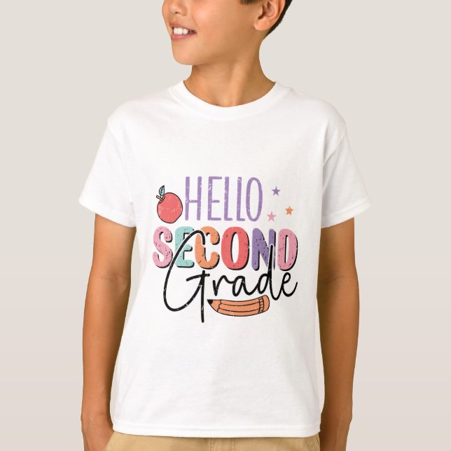Hallo zweite Klasse zurück zur Schule T-Shirt (Vorderseite)