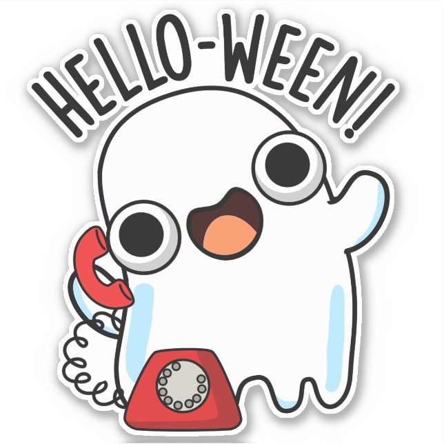 Hallo zwischen Funny Ghost Pun Aufkleber (Vorderseite)
