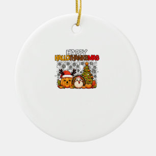 HalloDankeMas Funny Niedlich Halloween Erntedank C Keramik Ornament