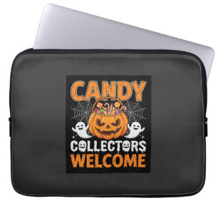 Hallooween-Süßigkeiten-Sammler Willkommen Kürbis-V Laptopschutzhülle