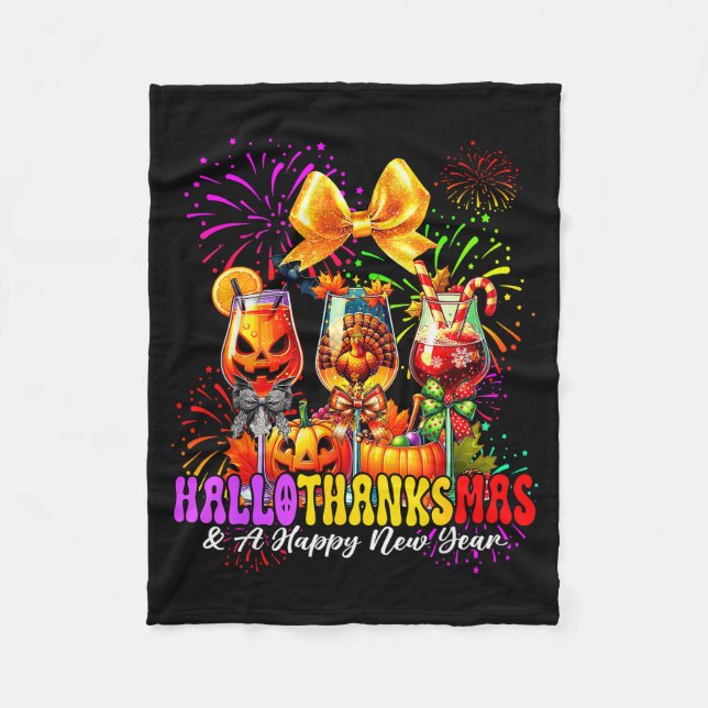Hallothanksmas &amp; A Happy New Year Fireworks Wi Fleecedecke (Vorderseite)