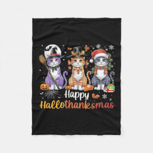 Hallothanksmas Cats Halloween Erntedank Christm Fleecedecke