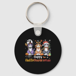 Hallothanksmas Cats Halloween Erntedank Christm Schlüsselanhänger