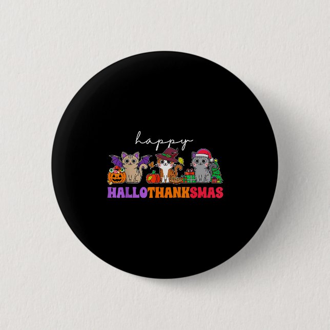 Hallothanksmas Cats _ Uni-adults, Uni-kids, Black, Button (Vorderseite)
