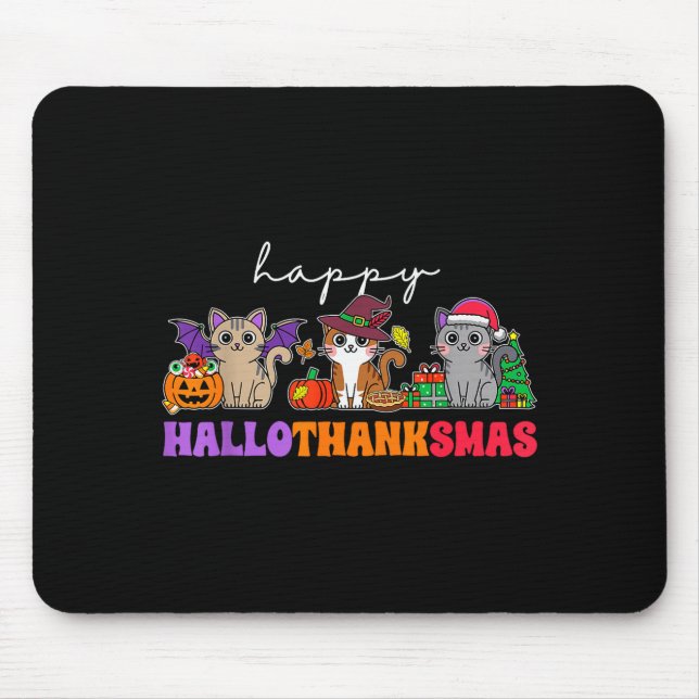 Hallothanksmas Cats _ Uni-adults, Uni-kids, Black, Mousepad (Vorne)