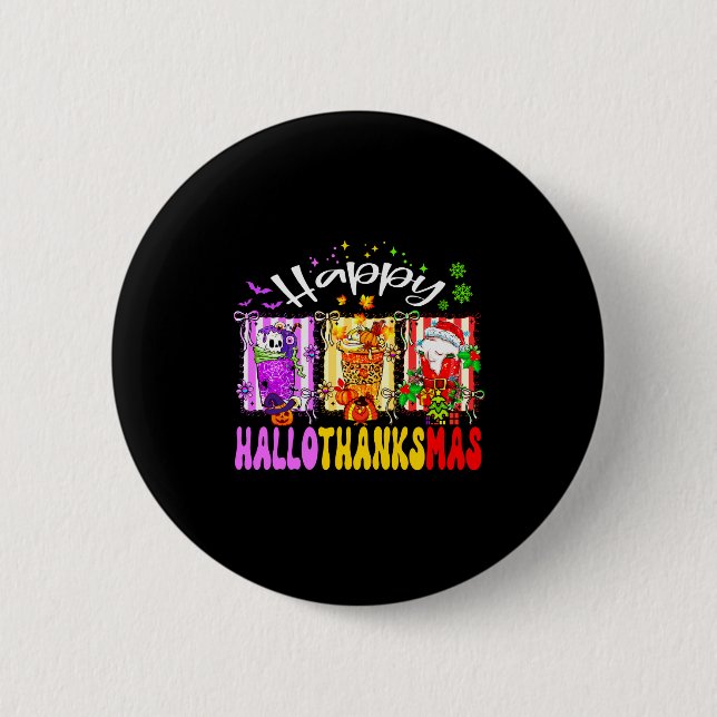 Hallothanksmas Coffee Latte Halloween Thanksgiving Button (Vorderseite)