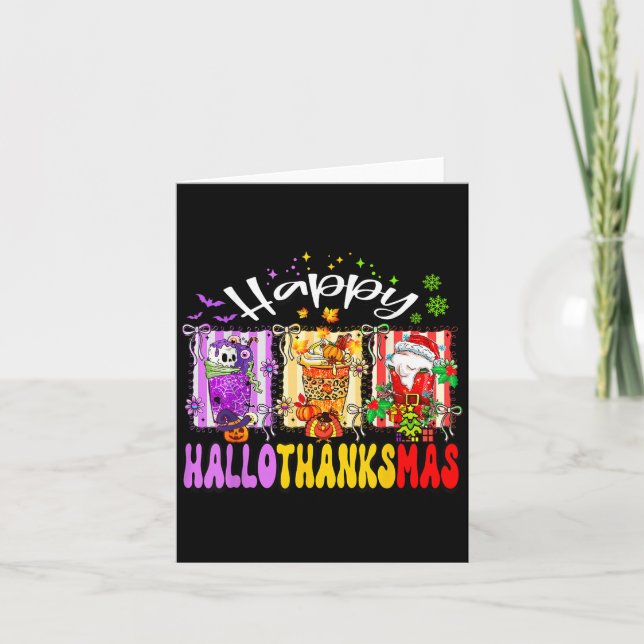 Hallothanksmas Coffee Latte Halloween Thanksgiving Karte (Vorderseite)