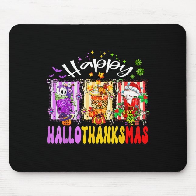 Hallothanksmas Coffee Latte Halloween Thanksgiving Mousepad (Vorne)