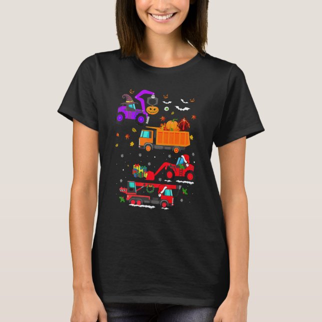 Hallothanksmas Construction Vehicle Crane Truck Bo T-Shirt (Vorderseite)