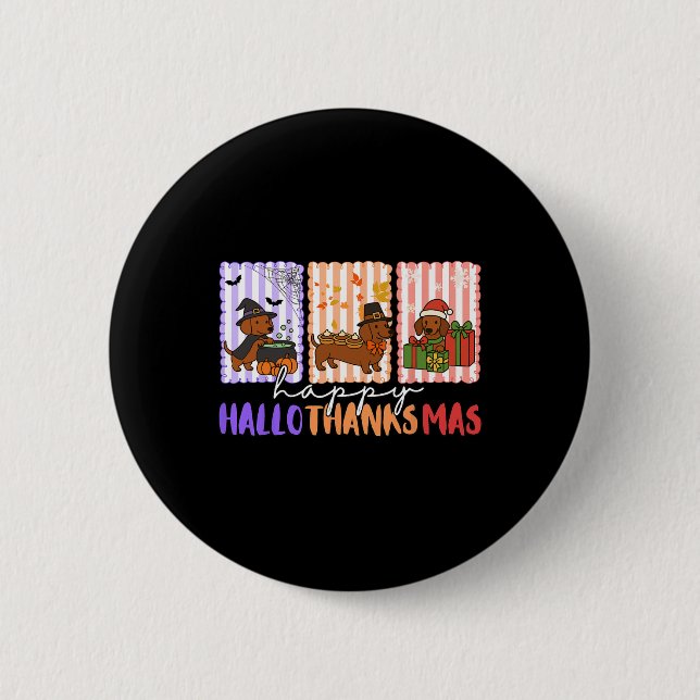 Hallothanksmas Dackel Halloween Erntedank Ch Button (Vorderseite)
