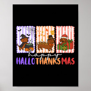 Hallothanksmas Dackel Halloween Erntedank Ch Poster