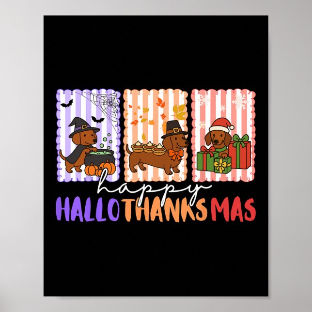 Hallothanksmas Dackel Halloween Erntedank Ch Poster (Vorne)