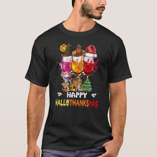 Hallothanksmas Drink Team Cool Fall Themed Drin T-Shirt (Vorderseite)