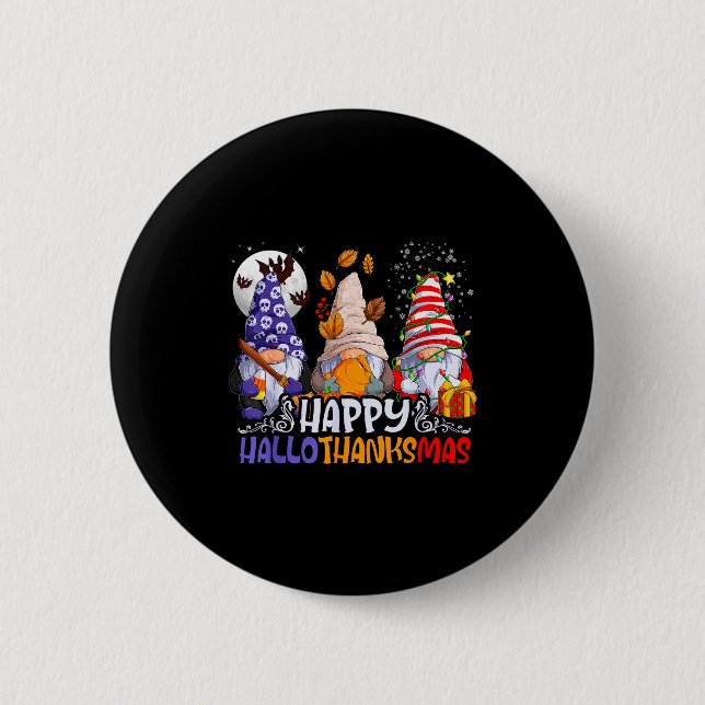 Hallothanksmas Gnome Halloween Erntedankfest Chris Button (Vorderseite)