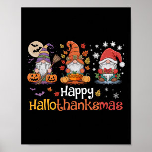 Hallothanksmas Gnomes Halloween Erntedank Chris Poster
