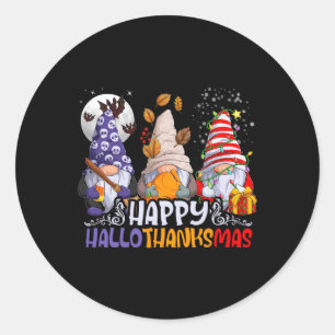 Hallothanksmas Gnomes Halloween Erntedank Chris Runder Aufkleber