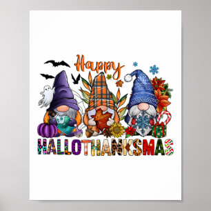 Hallothanksmas Gnomes Halloween Erntedank Merry Poster
