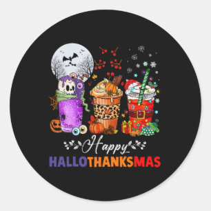 Hallothanksmas Gnomes Halloween Erntedank Merry Runder Aufkleber