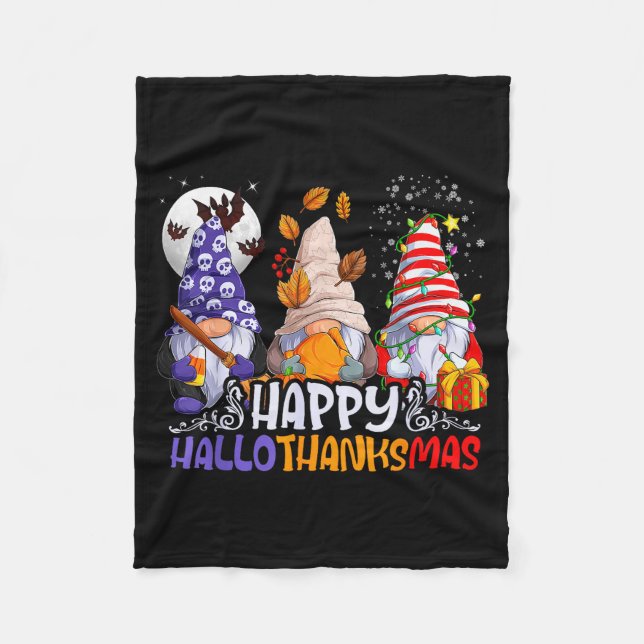 Hallothanksmas Gnomes Halloween Thanksgiving Chris Fleecedecke (Vorderseite)