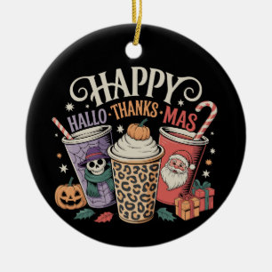 Hallothanksmas Halloween Erntedank Weihnachten Keramik Ornament