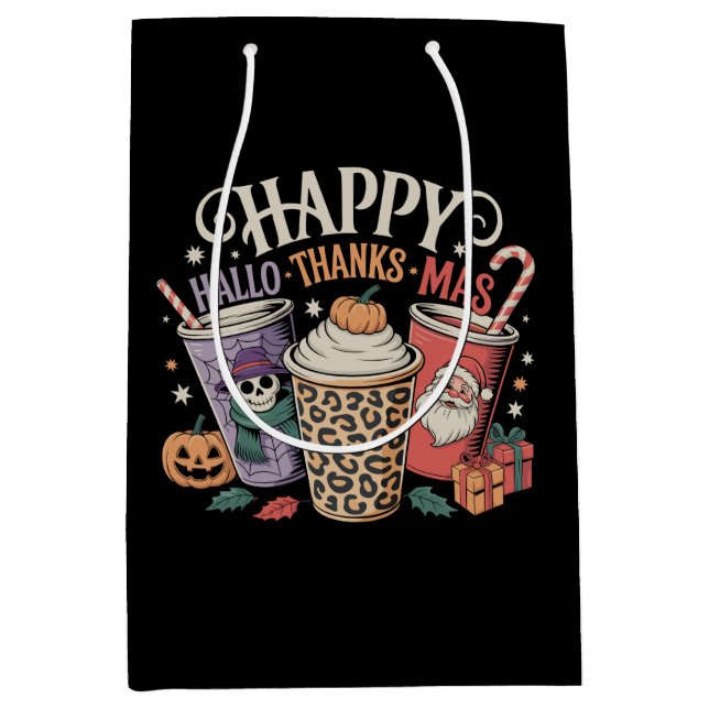 Hallothanksmas Halloween Erntedank Weihnachten Mittlere Geschenktüte (Vorderseite)
