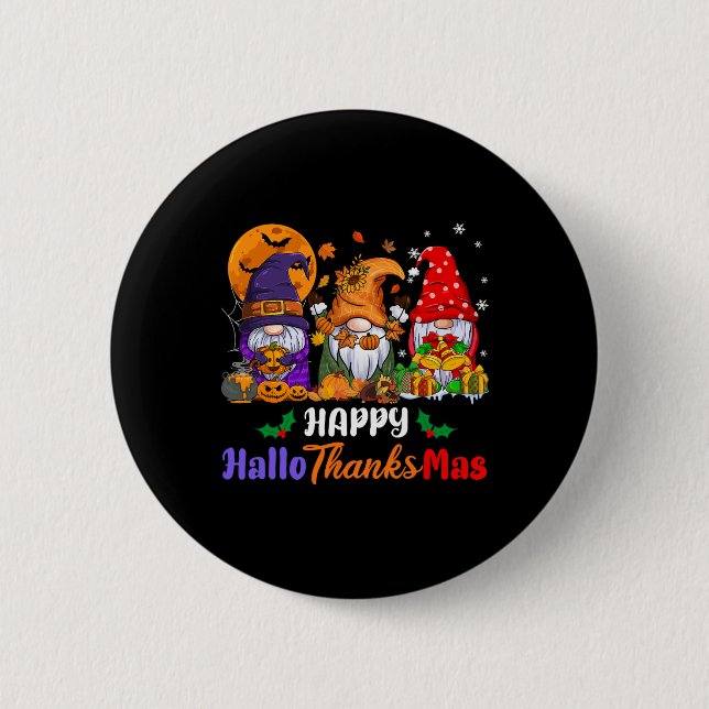 Hallothanksmas Halloween Erntedank Weihnachtsgn Button (Vorderseite)