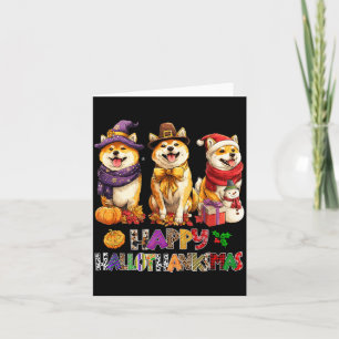 Hallothanksmas Shiba Hunde Halloween Weihnachten Karte