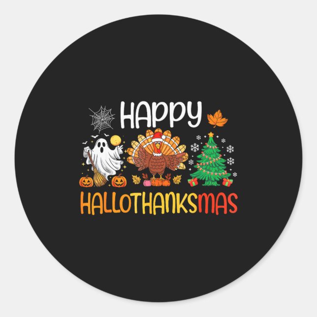 Hallothanksmas Shirt Funny Halloween Thanksgiving  Runder Aufkleber (Vorderseite)